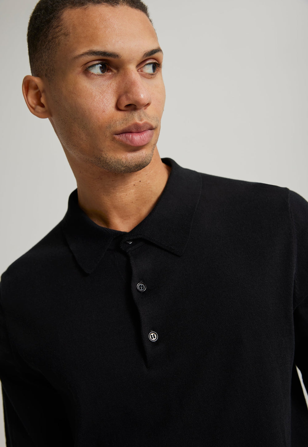 Jac+Jack POINTIER COTTON POLO in Black